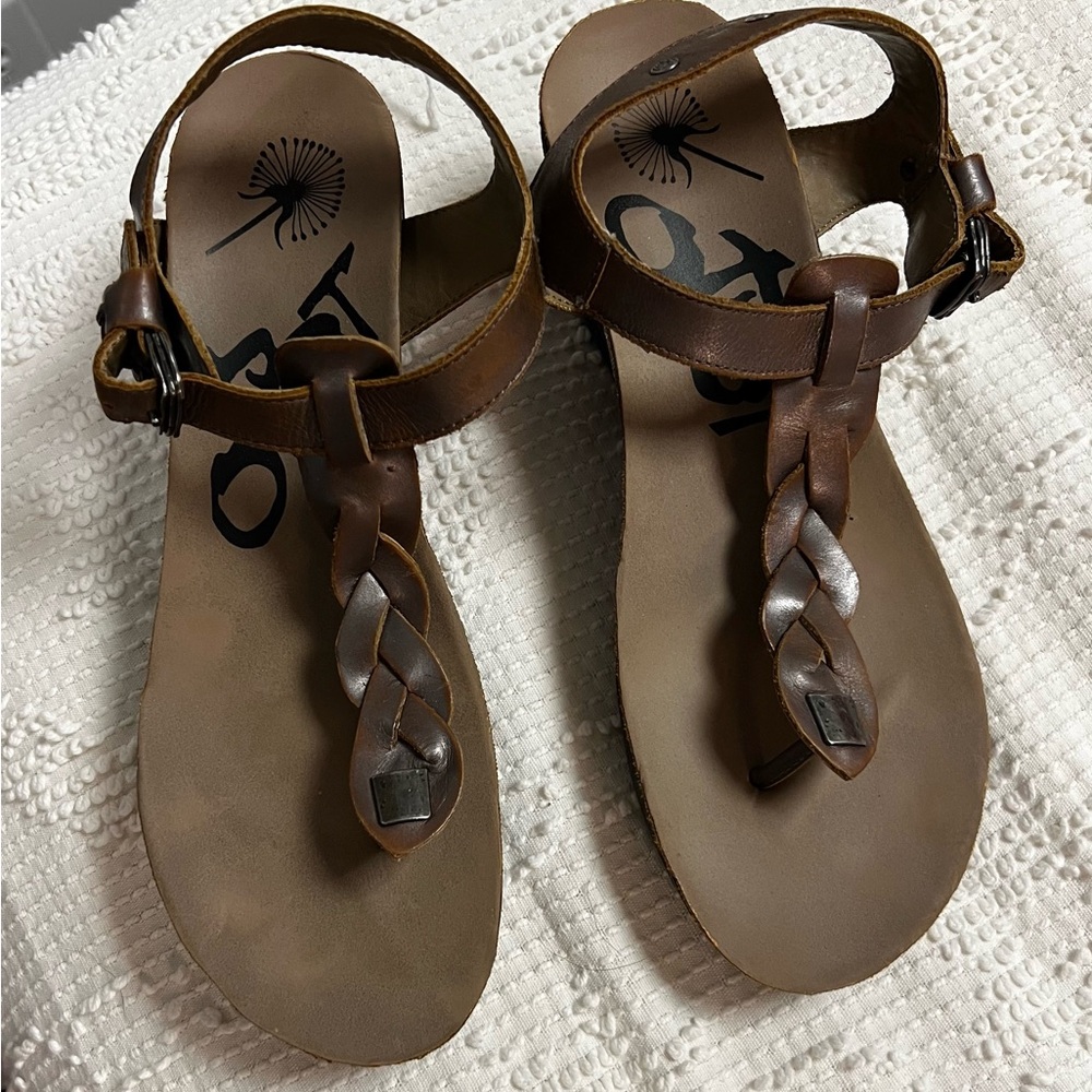 OTBT Brown Braided Leather Sandals